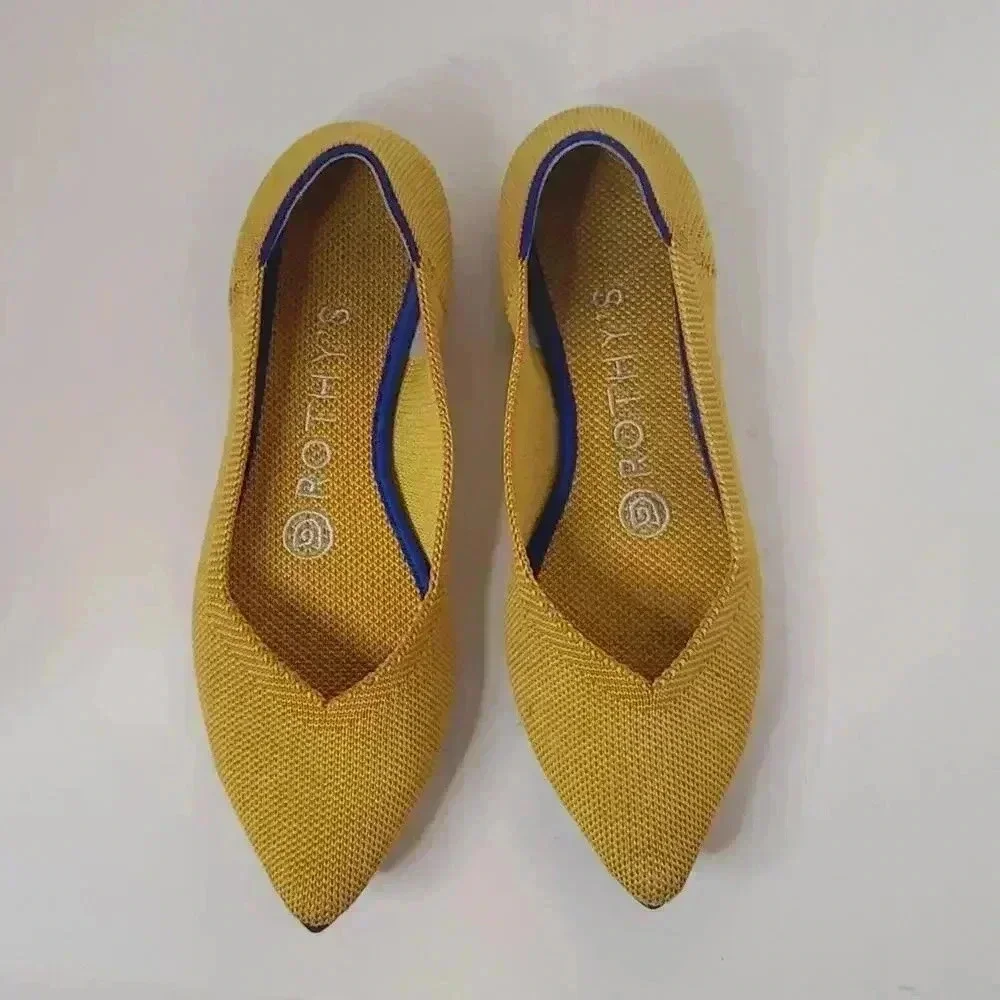 Rothy's Shoe Size 5.5 Yellow Rubber Woven Pointed Toe closed heel Shoes
